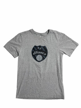 Nike FC Alliance Soccer T-Shirt Gray Graphic Logo Tee Athletic Cut Size Small